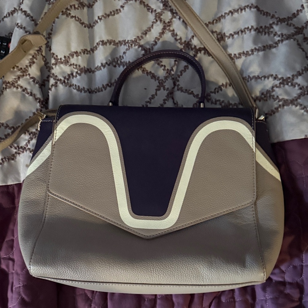 Tory Burch Purple and Tan Satchel